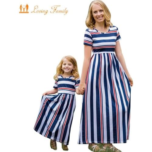 Mother Daughter Dress Children Clothing Fashion Mom And Kids family Look Stripe Family Matching Outfits Baby Girls Clothes Dress