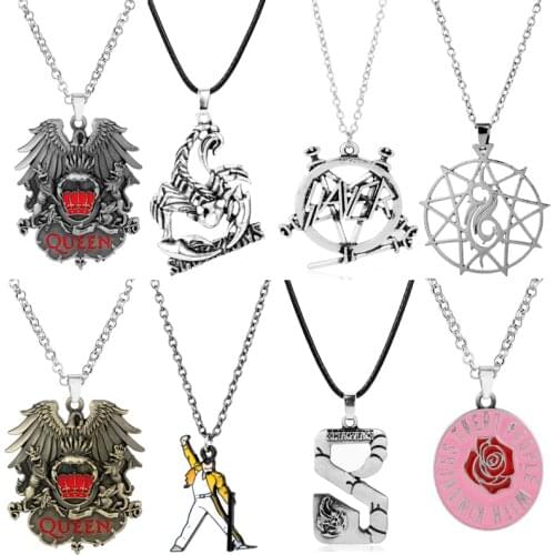 Pop Star Singer Rock Band Queen Necklace Music Band Pendant Keychain Fashion Link Chain for Women Men Jewelry Fans Gifts
