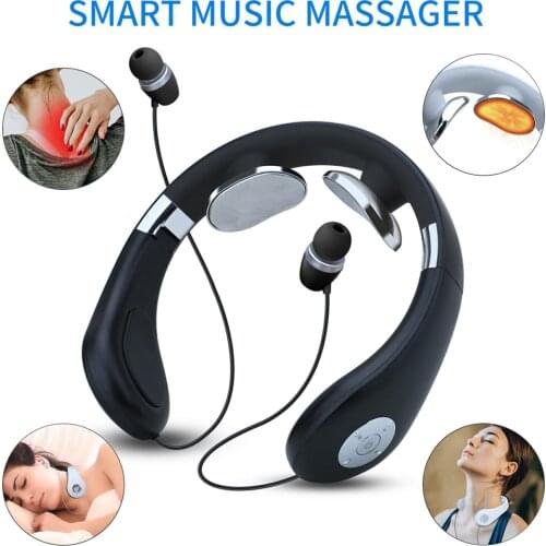 Dropshipping Masajeador Cervical Tens Neck Massager Massageador Bluetooth 5.0 Earphone Pain Relief Relax Therapy Deep Massage