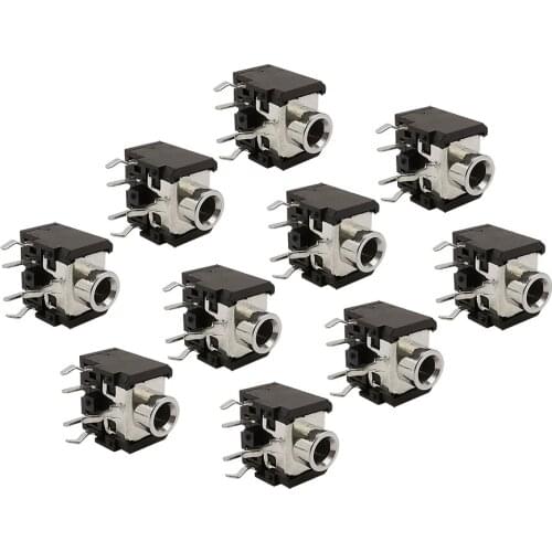 10Pcs/lot Black PJ-306 3.5mm Headphone Socket Connector PJ306 3.5 mm Female Jack 5 Pin DIP Stereo Audio Headphone Connectors