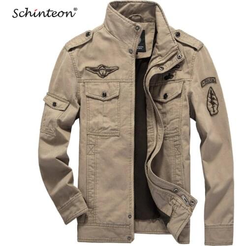 Schinteon Men Jean Military Jacket Air Force One Coat Plus Size Spring Autumn Outwear 4XL 5XL 6XL Fast Shipping