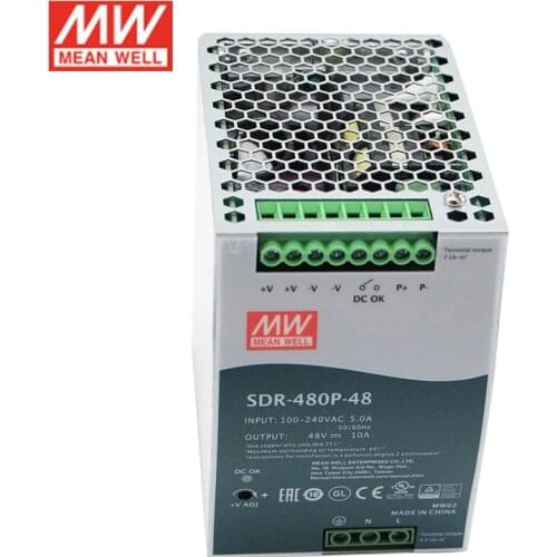 SDR-480P-48 MEAN WELL 480W 48V DIN Rail Switching Power Supply 110V/220V AC to 48VDC 10A Din rail with parallel function PFC
