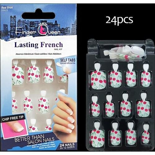Full coverage French nail Sticker detachable sticker Nail manicure 24pcs Jelly sticker Artistic pressure on Fake Nails