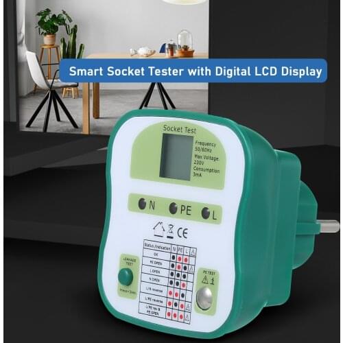Smart Socket Tester Digital LCD Display Wall Sockets Circuit Breaker Finder RCD Test Leakage Test Socket Outlet Safety Tester