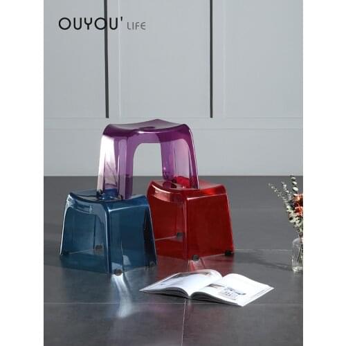 Bathroom Bath Stool Non-Slip Transparent Shoe Change Stool Toilet Thickened Plastic Bench Acrylic Low Stool