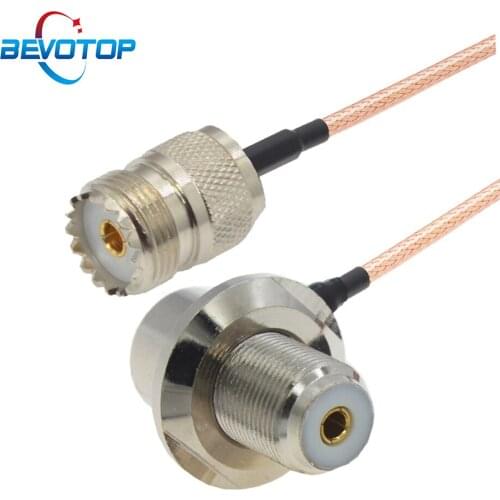 SO-239 UHF Female to UHF Female SO239 Right Angle RG316 Pigtail 50 Ohm Extension Cable for CB Radio Ham Radio FM Transmitter