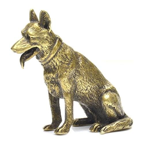 Solid brass puppy decoration small wolf standing dog army dogs watchdog mini simulation animal ornaments crafts