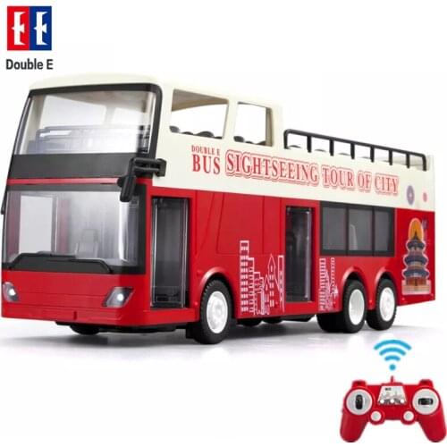 Double E E640 1:18 High Speed Racing Car Travel Bus Alloy Model Double-decker Bus Model Boys Sound Light RC Sightseeing Bus Toys