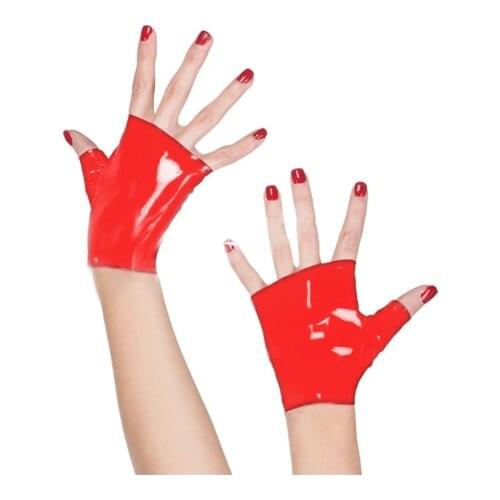 Woman Faux Leather FingerlessGloves Cosplay Goth Punk Gloves Women PVC Leather Half Finger Short Gloves Mittens