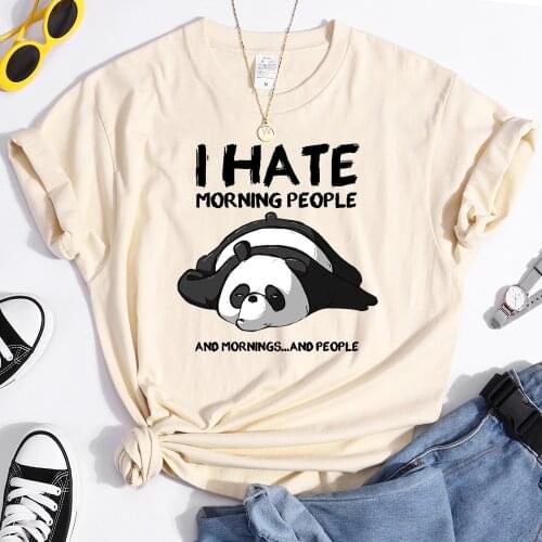 Lovely Panda Sleeps Personality Patterns Woman T-Shirts Kawaii Fashion Tshirt For Women Oversized Harajuku Short Sleeve Tops