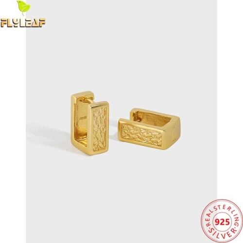 925 Sterling Silver Geometric Square Hoop Earrings For Women Indifferent Style Female Light Luxury Fine Jewelry