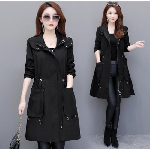 2021 Women Trench Autumn New Womens Casual trench coat oversize Double Breasted Vintage Washed Outwear Loose Clothing