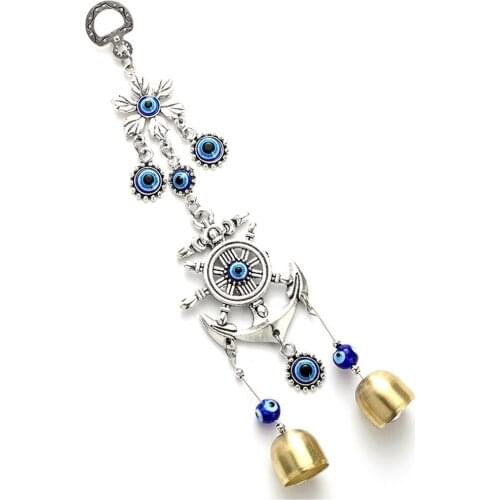 1PC Door And Window Decoration Pendant Wind Chimes Rudder Anchor-Shaped Devils Eye Key Accessories Car Bell