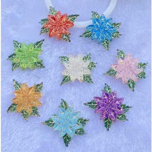 10Pcs Acrylic Lovely The mixed flower has two small holes Flatback Cabochon Scrapbook Kawaii DIY Embellishments Accessories C78