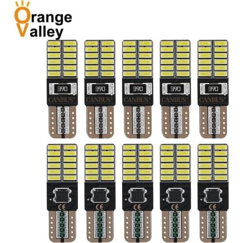 10PCS W5W T10 Led 168 194 LED Bulb 24 SMD Car Side Marker Light License Plate Lamp White DC 12V 6000K