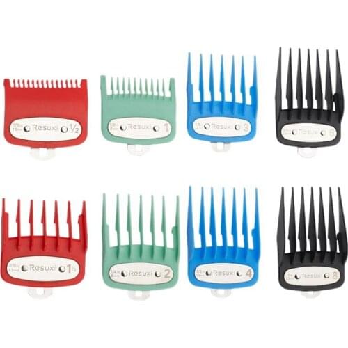 8Pcs Colorful Guide Comb Multiple Sizes Metal Limited Combs Hair Clipper Cutting Tool