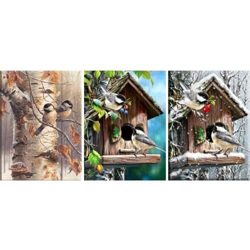 Handmade Diamomd Embroidery Cross Stitch Birds Nest Winter Scenery Diamond Painting Cross Stitch Full Fruit Kits DIY Home Decor