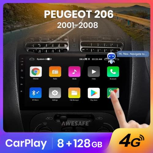 AWESAFE PX9 For Peugeot 206 2001 - 2016 Car Radio Multimedia Video Player Navigation GPS No 2 din 2din DVD Android 10