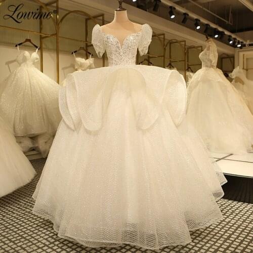 Lowime Ball Gown Long Wedding Dresses 2021 Bridal Gowns Pearls Beading Wedding Gowns Plus Size Bride Dress Vestidos De Festa