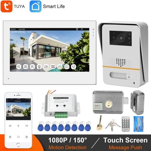 Anchencoky Wireless WiFi Video Intercom with Lock Support Smart Phone Remote Unlock Home 7 Inch Smart IP Video Door Phone System