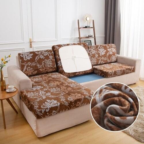 Pure Color Plush Sofa Cover Cushion Seat Cover for Living Room Elastic Household Living Room Dustproof Elastic Backrest Cover