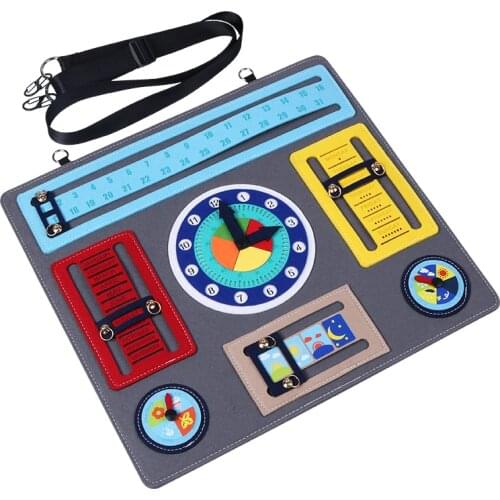Kids Montessori Toys Baby Busy Board Time Weather Season Calendar Clock Educational Teaching For Toddlers Ntelligence Developme