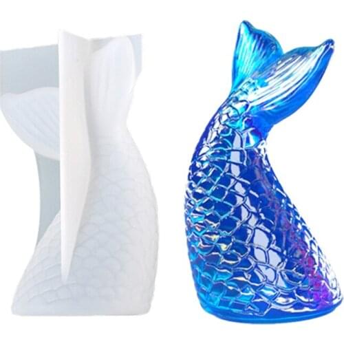 E56A New Fish Fishtail Epoxy UV Silicone Mould Mobile Phone Accessories Pendant Decorations All Mirrors Uncoated