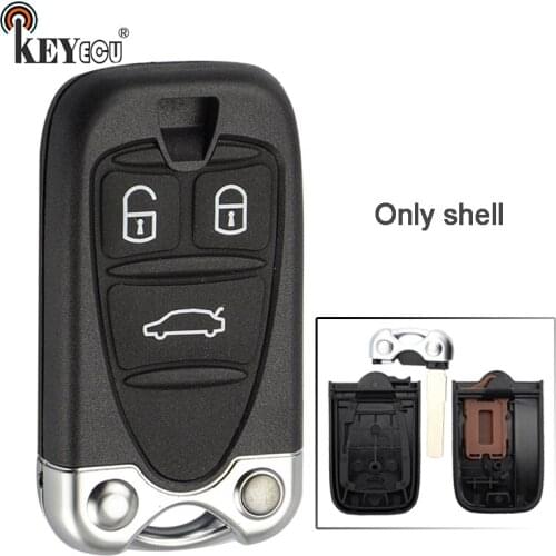KEYECU for Alfa Romeo 159 Brera 156 Spider Replacement 3 Button Remote Key Shell Case Fob with Uncut Blade only shell