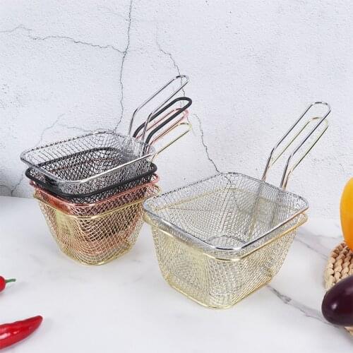 Stainless Steel French Fries Basket Mesh Kitchen Frying Tools Colander Mini Chips Fryer Cooking Frying Basket Strainer