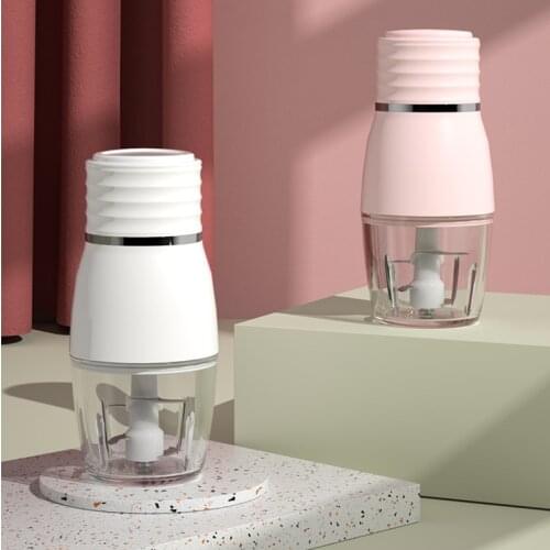 Cute appearance mini electric garlic mixer thickened glass material small mashed garlic artifact one-click press start mashed