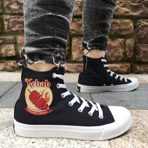 Wen Canvas Shoes Black Design Kebab AUTHENTIC TURKISH High Top Strappy Mens Skateboarding Shoes Womens Platform Flat Sneakers