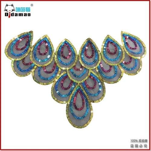 50pcs/Lot Embroidery Patches Letters Clothing Decoration Accessories Peacock Neckline Diy Iron Heat Transfer Applique