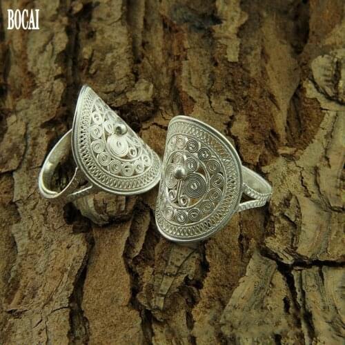 New Filigree silver jewelry 100% real S99O nail ring for female personality adjustable ring handmade butterfly woman rings
