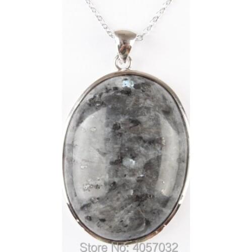 42x32MM Diaphanous Natural Labradorite Oval Metal Package Edge Beads Pendant 1PCS