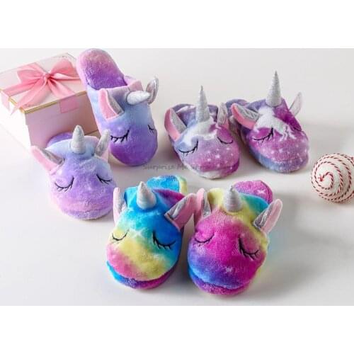 Cute Unicorn Slippers Winter Kids Home Shoes Childrens Shoes Baby Boy Girl Slippers Unisex Funny Animal Bedroom Slipper Teenage