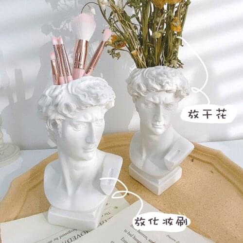 Modern Nordic Style Creative Portrait Vase Human Head Flower Vases Decorative Ornaments Resin David Home Flowers Art Decor
