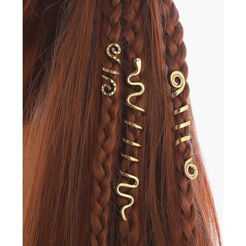 Viking Spiral Charms Beads for Hair Braids for Beard Hair Beads Jewelry Vintage Hiphop Women Girl Hairpin Hair Clips Accessories