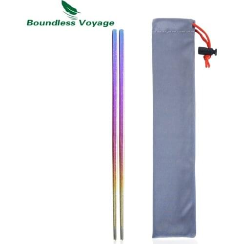 Boundless Voyage Titanium Chopsticks Colorful Chinese Square Chopsticks Camping Daily Ultralight Tableware Flatware only 15g