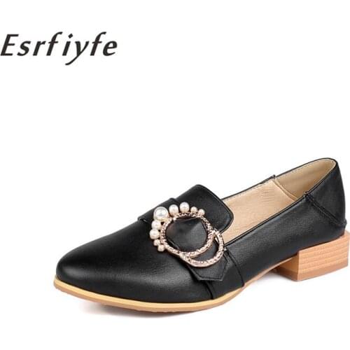 ERSFIYFE 2021 New Brand Summer Thick Heels Pumps Women Designer Shoes Pointed Toe Pumps Solid Loafers Mules Black Large Size 17
