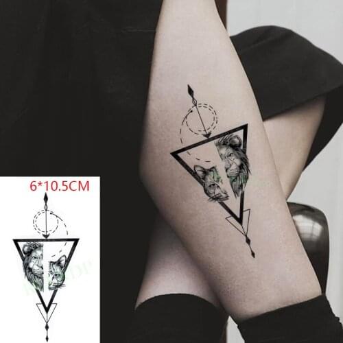 Waterproof Temporary Tattoo Sticker ins Cat lion triangle ferocious mighty cool Body Art Flash Tatto Fake Tatoo for Women Men