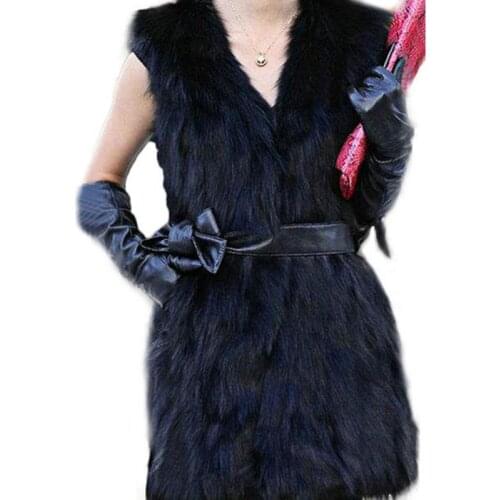 New Long Black White Fur Vests Women Tops Faux Fur Coat Plus Size Sleeveless Vest Cardigan Fall 2018 Winter Coats for Women X3