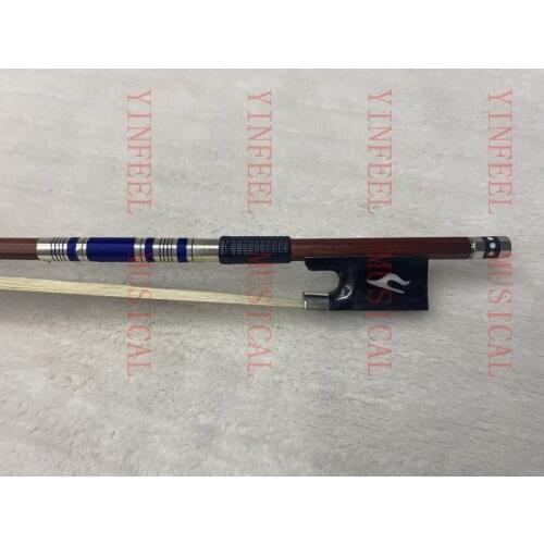 1pcs professional Brazilwood 4/4 full size nickel silver arrow blue string very nice Round Violin Bow White Horse Hair