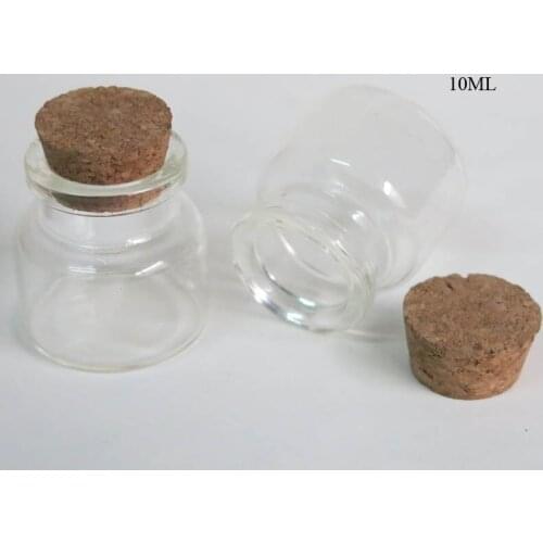 100 x 10ml Empty Clear Pyrex Vial Wishing Bottles 10cc 1/3oz Glass Vials Storage Bottle Glass Jars Lucky Container,30*30*17mm