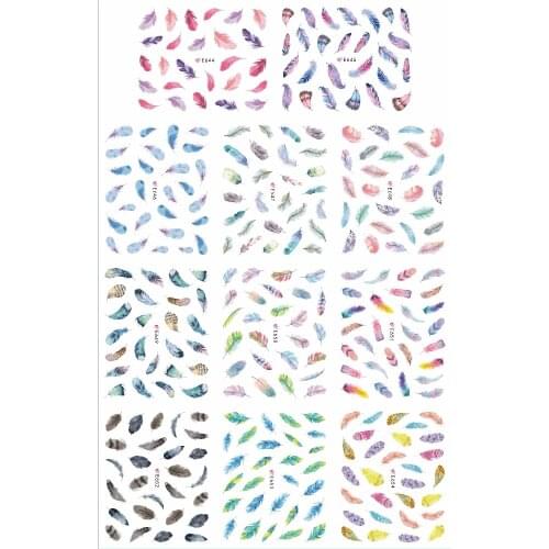 11 PACKS / LOT NAIL ART 3D SIMULATION BACK ADHESIVE NAIL STICKER BIRD FEATHER PEACOCK PARROT PHEONIX E644-654