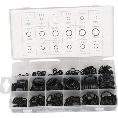 279 Pcs/Box 18 Sizes O-Ring Assortment Kit Metric O Ring Seals Watertightness Oil Resistance Rubber Gaskets Black Washer