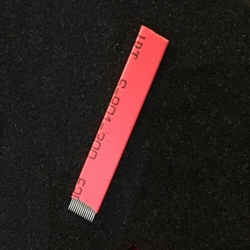 50pcs 14F Flat Tattoo Needles Microblading Blades for Permanent Makeup Manual Pen Microblade 3D Embroidery Fog Eyebrow Flat Pin