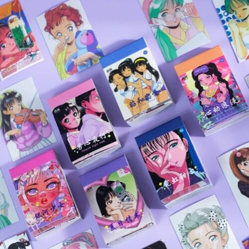 50 Pcs Cute Japanese Anime Girl Sticker Book Washi Paper Journal Diy Material Decoration Sticker Memo Pad Scrapbook Stationery