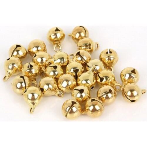 6mm 100Pcs Christmas Small Colored Gold Bells Diy Handmade Bracelet Weaving Pendants Charms Jingle Holiday Ornaments Accessories