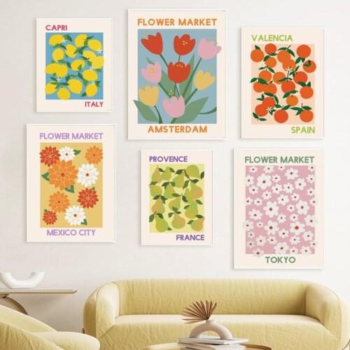 Flower Fruit Market Abstract Spain France Italy Nordic Posters And Print Wall Art Canvas Painting Decor Pictures For Living Room