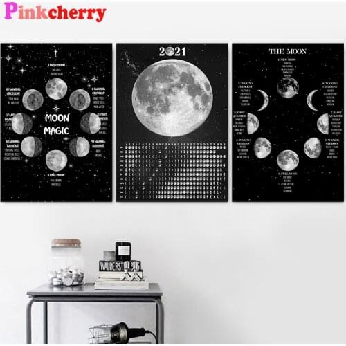 5D Diy Diamond Painting 3 pieces Big Moon Phase Night Sky Witch Triptych Diamond Embroidery Mosaic Full Square Round Drill